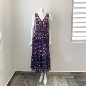 Moulinette Soeurs Purple Floral Midi Dress